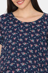 Coucou Maternity Woven Full Length Nightdress With Front Zipper And Discreet Feeding - Navy Peony — thumbnail 5